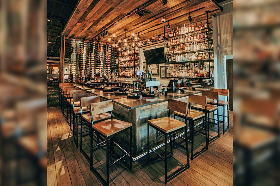 bar area inside of Harvey's restaurant