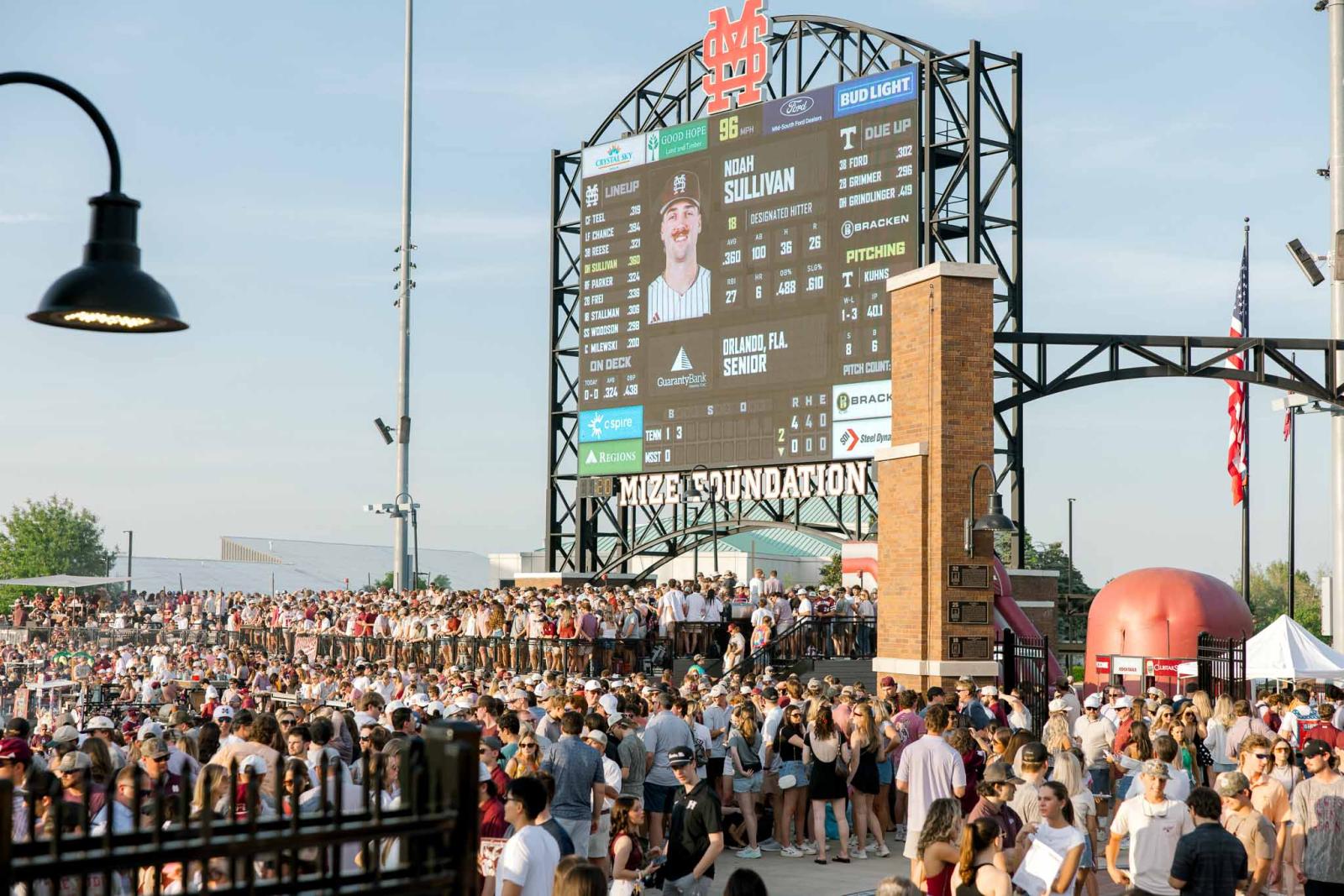 Mississippi States Dudy Noble Field score board.